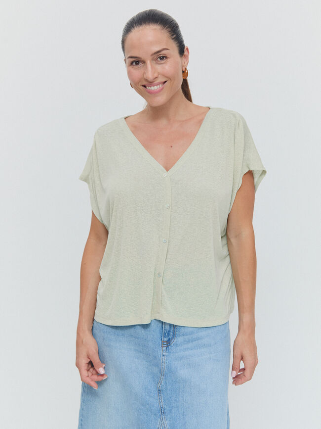 CAMISETA FRUNCE HOMBRO Verde Agua