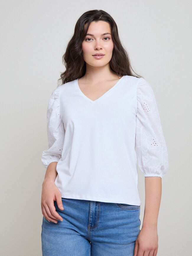 CAMISETA MANGA VOLANTE Blanco Optico