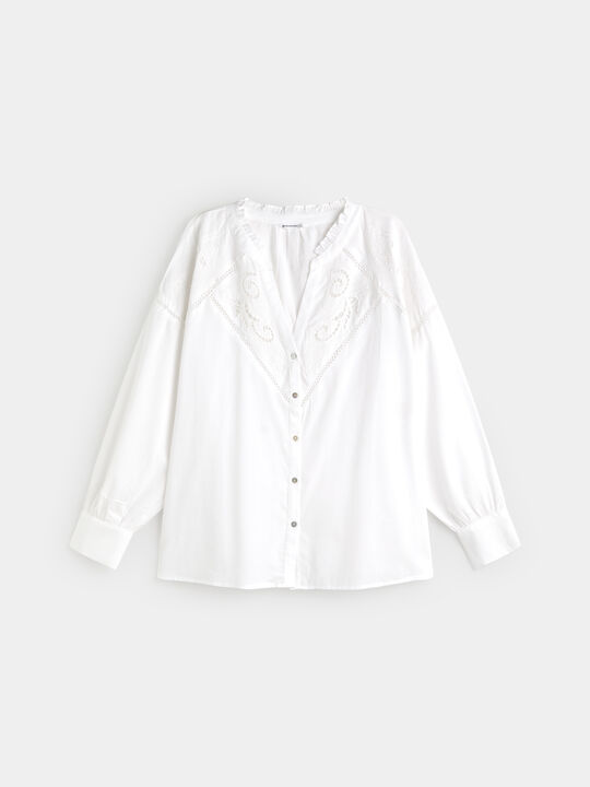 CAMISA ROMANTICA BORDADOS Blanco Optico image number null