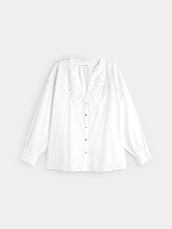 CAMISA ROMANTICA BORDADOS Blanco Optico