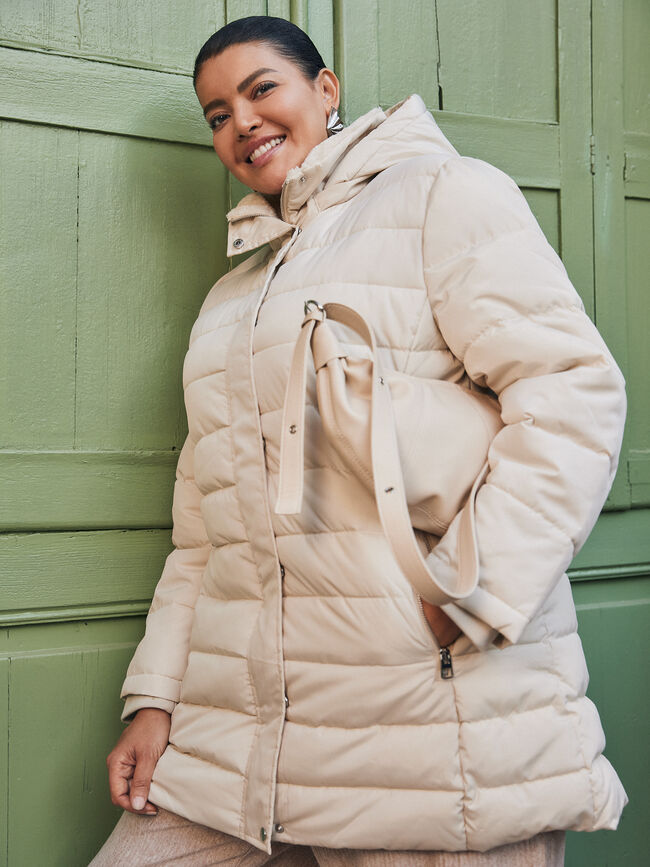 CHAQUETA LARGA ACOLCHADA Crudo