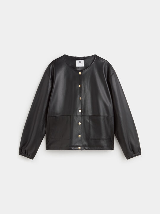 CHAQUETA POLIPIEL BOTONES Negro image number null