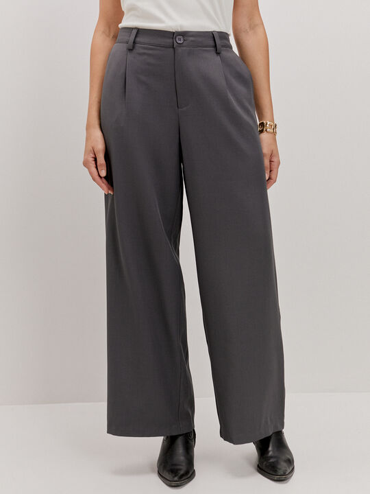 PANTALON VESTIR PINZAS Gris Oscuro image number null