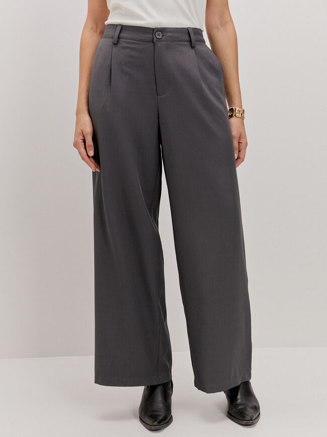 PANTALON VESTIR PINZAS Gris Oscuro