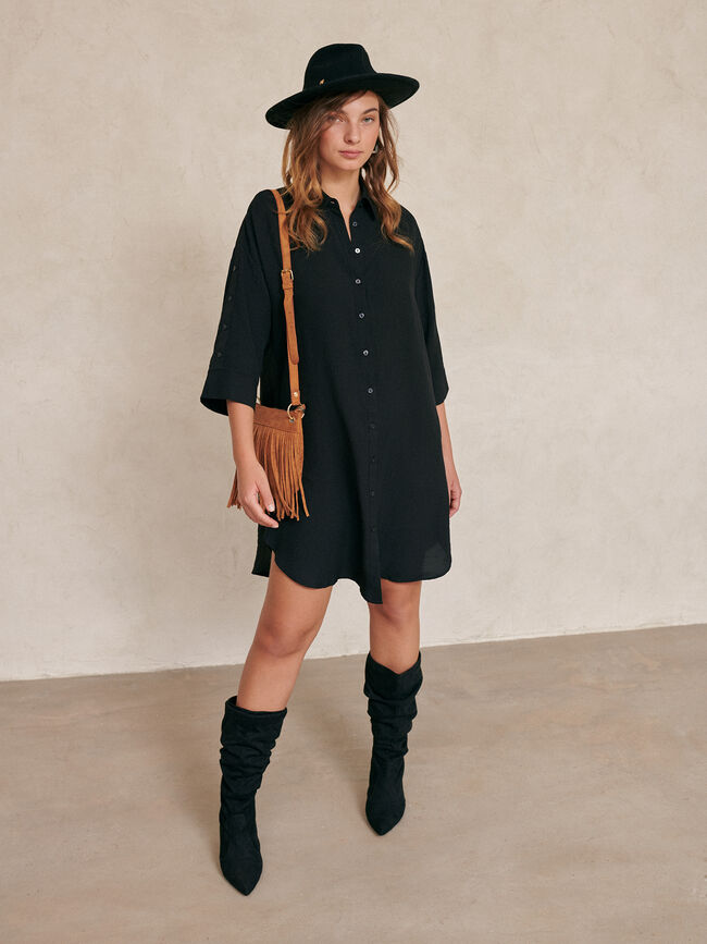Vestido detalle botones manga Negro