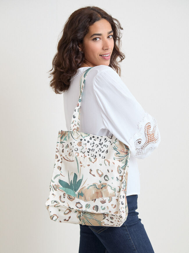 BOLSO ESTAMPADO FLORES Crudo