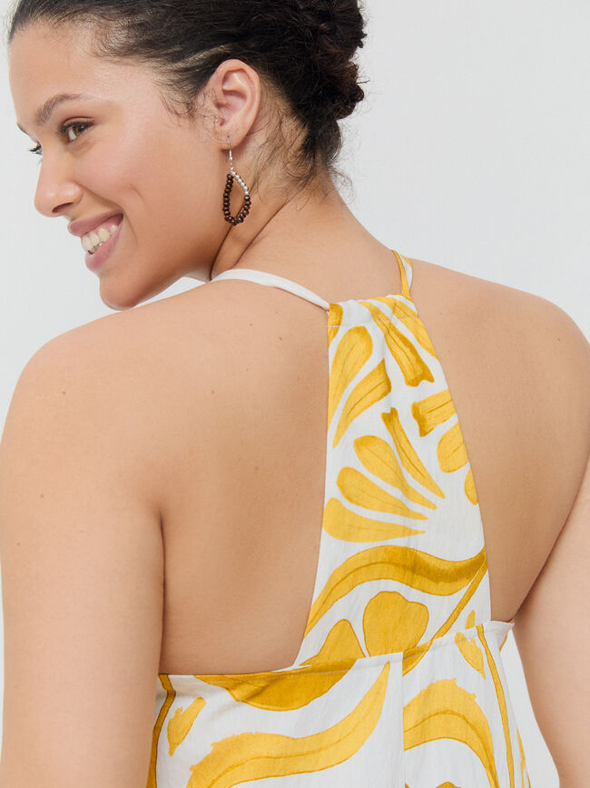 VESTIDO ESTAMPADO Mostaza