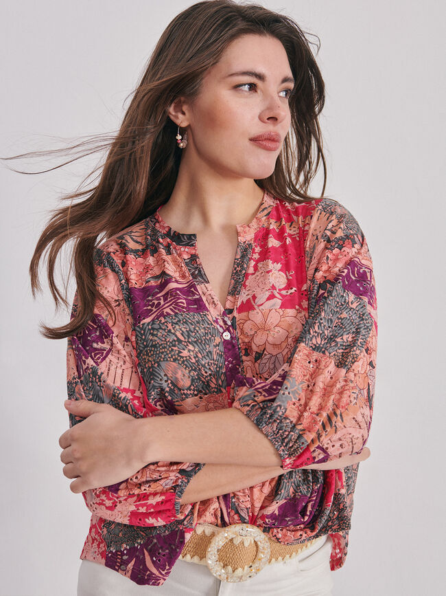 BLUSA ESTAMPADA Fucsia Oscuro