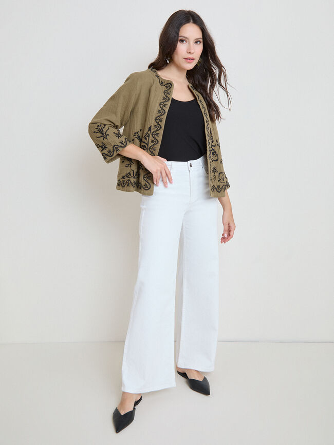 CHAQUETA DETALLES BORDADOS Kaki