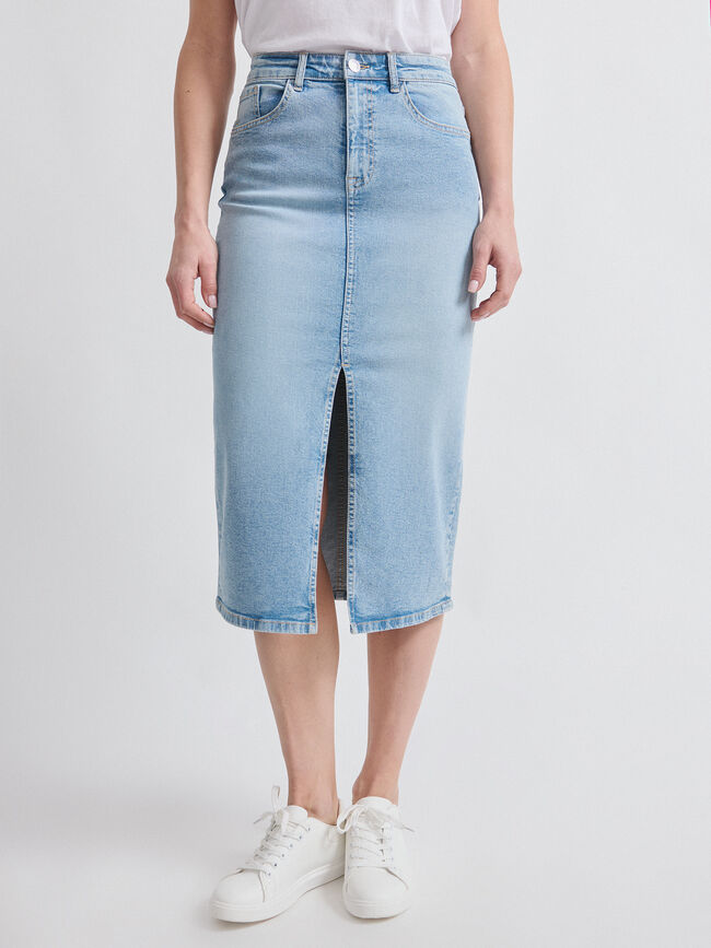 FALDA VAQUERA MIDI Mid blue