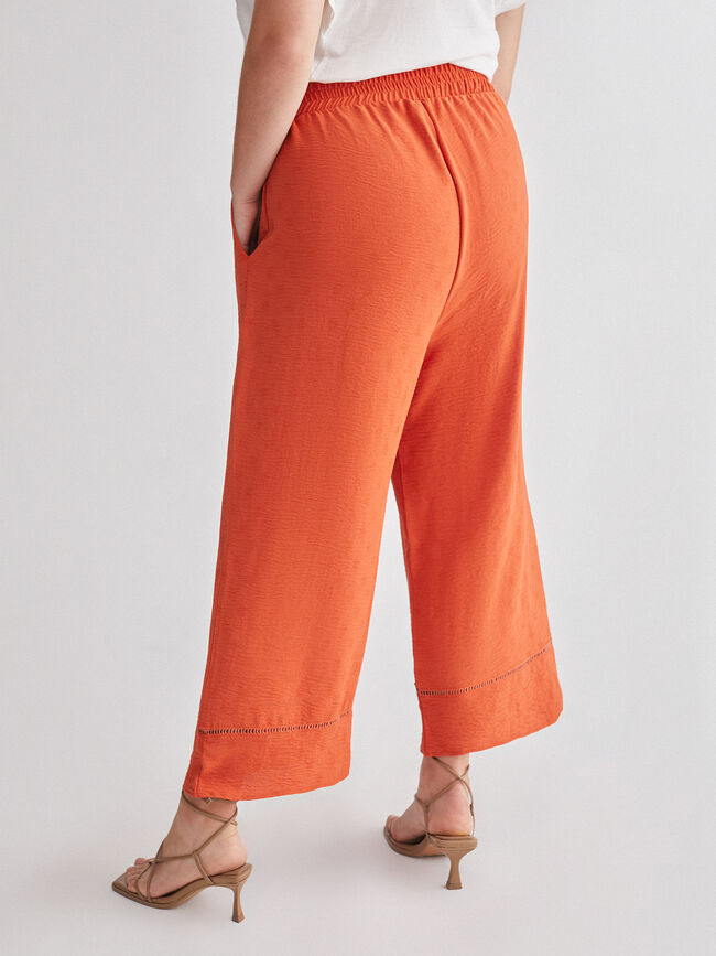 Pantalón jacquard topos Naranja quemado