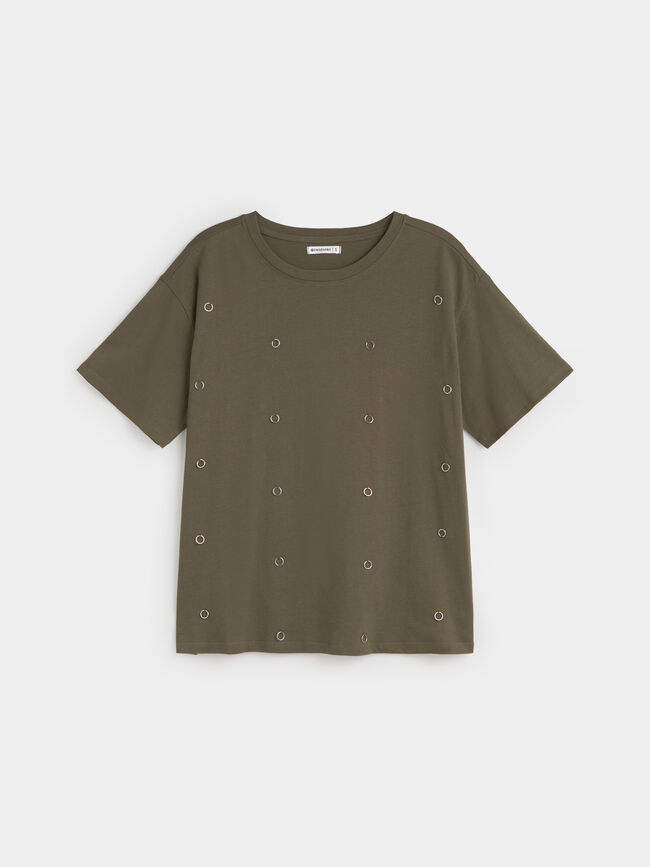 CAMISETA DETALLES METALICOS verde militar