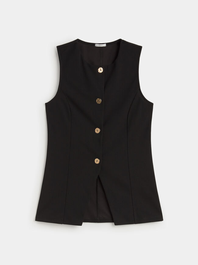 CHALECO BOTONES JOYA Negro
