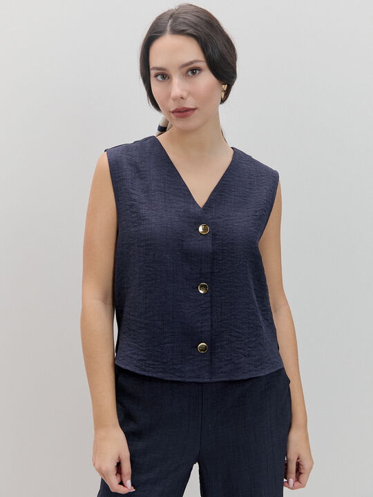 CHALECO CUELLO PICO Azul Marino image number null