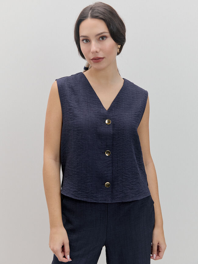 CHALECO CUELLO PICO Azul Marino