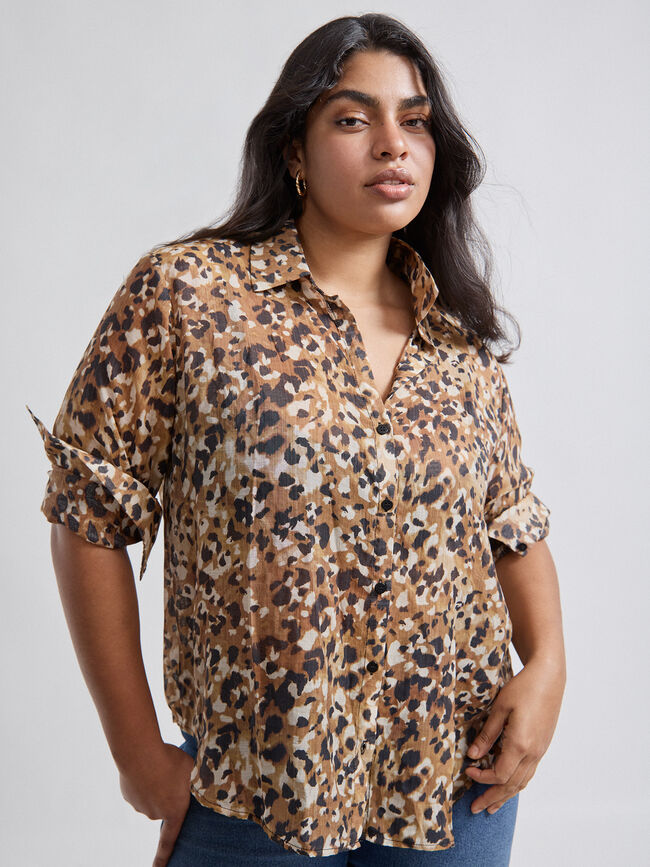 CAMISA FLUIDA ESTAMPADA Negro