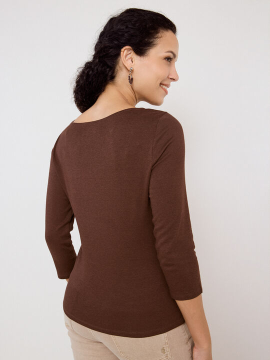 CAMISETA ESCOTE ASIMETRICO Marron image number null