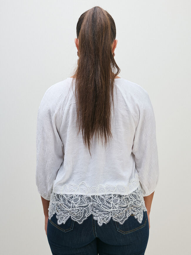 BLUSA JACQUARD ENCAJE Blanco Optico