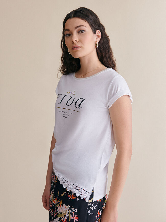 Camiseta texto 100% algodón Blanco Optico
