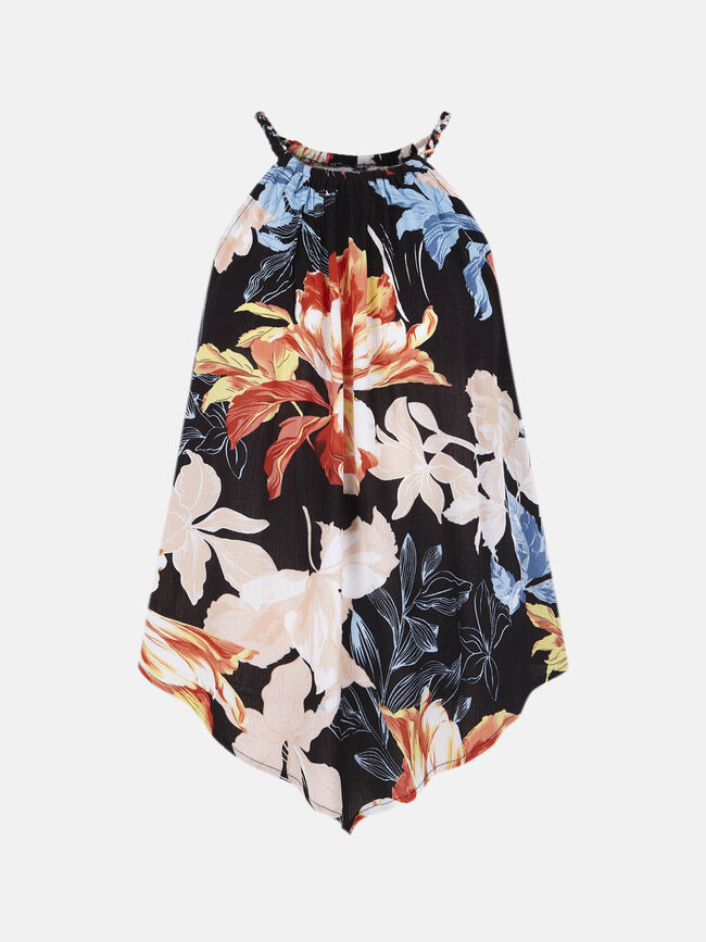 TOP CUELLO HALTER ESTAMPADO Negro