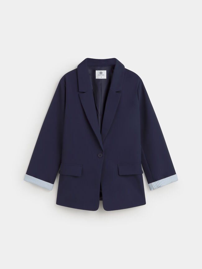 BLAZER PUÑO RAYAS marino claro