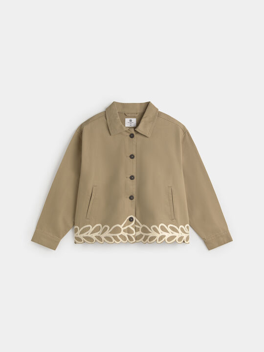 CHAQUETA BORDADA Kaki image number null