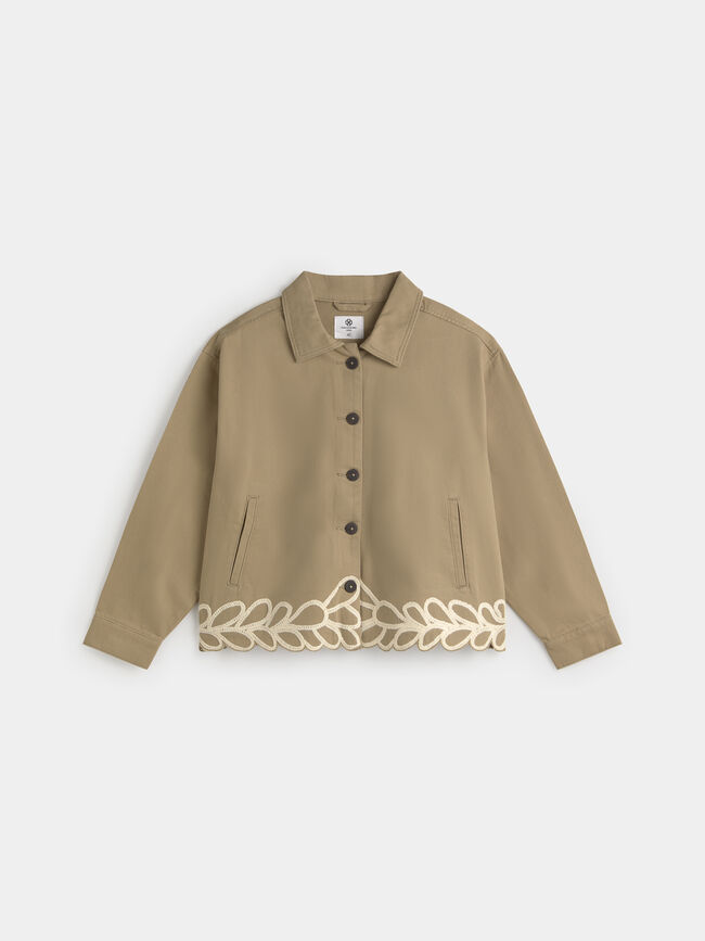 CHAQUETA BORDADA Kaki