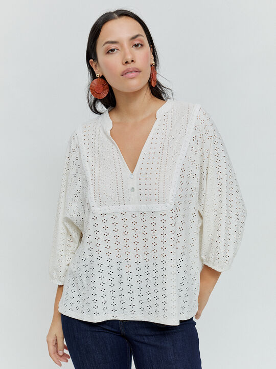 BLUSA POLYEYELET Crudo image number null
