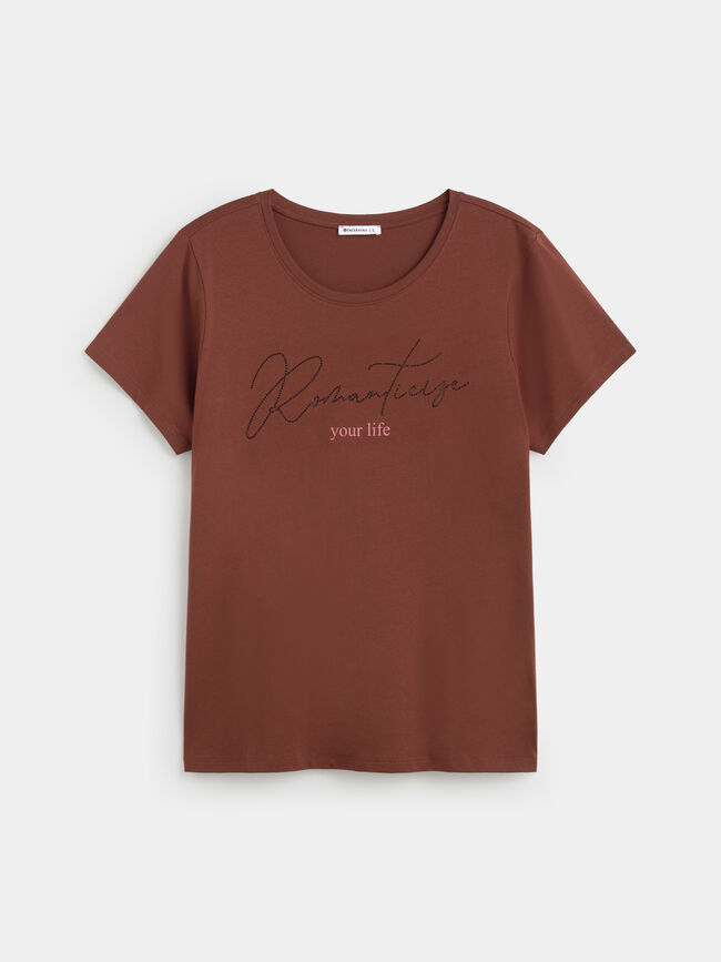 CAMISETA LETRAS BRILLANTES Chocolate