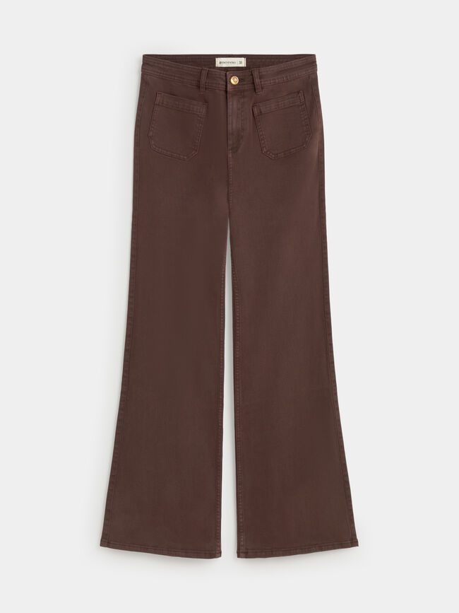WIDE LEG BOLSILLOS Marron chocolat