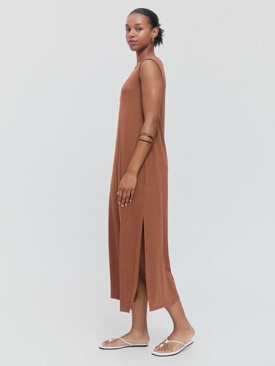 VESTIDO ASIMETRICO Marron image number null