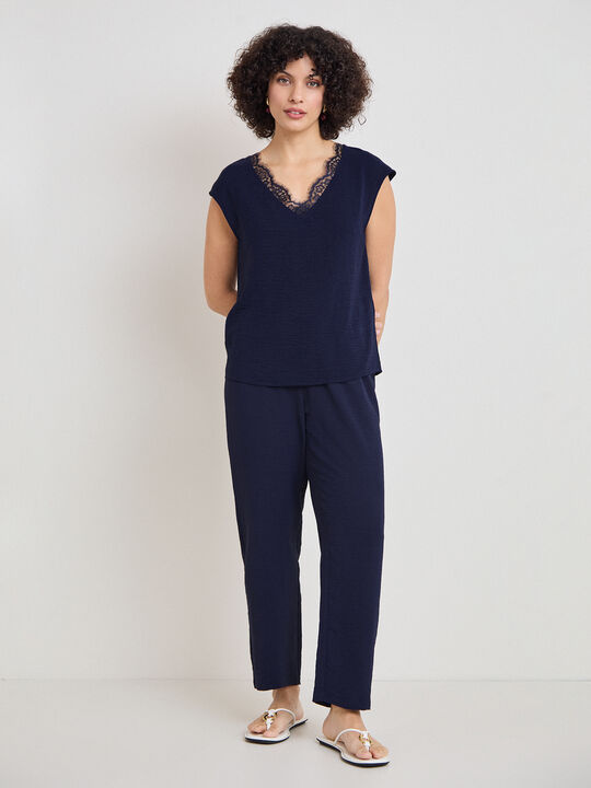 TOP LENCERO PICO Azul Marino image number null