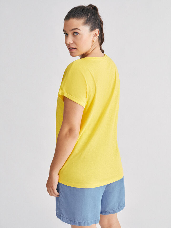 Camiseta lazada en escote 100% algodón Canario