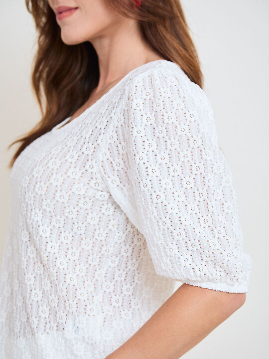 CAMISETA DETALLE TEJIDO Blanco Optico image number null