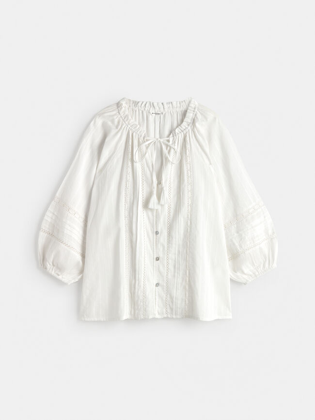 BLUSA PUNTILLAS BOTONES Blanco Optico
