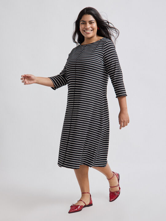 VESTIDO RAYAS Negro image number null