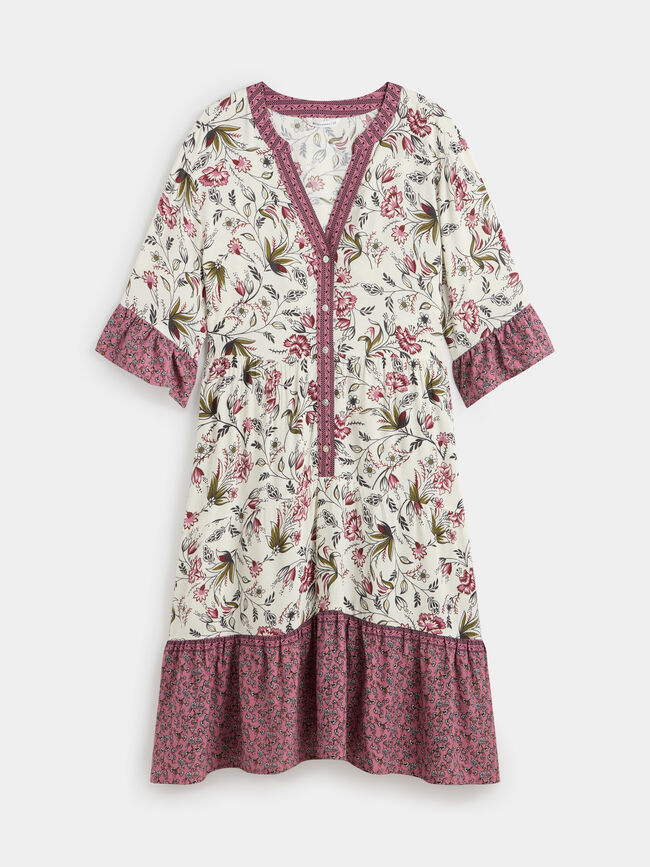Vestido estampado floral Crudo
