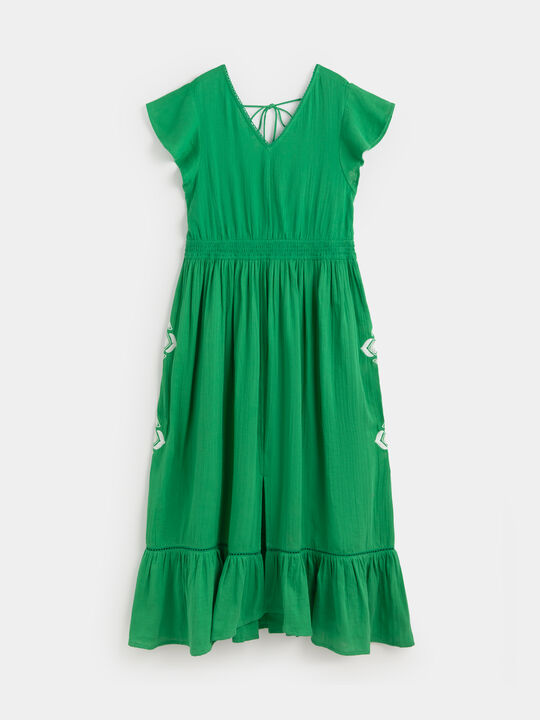 VESTIDO DETALLE ESPALDA Verde Amazona image number null
