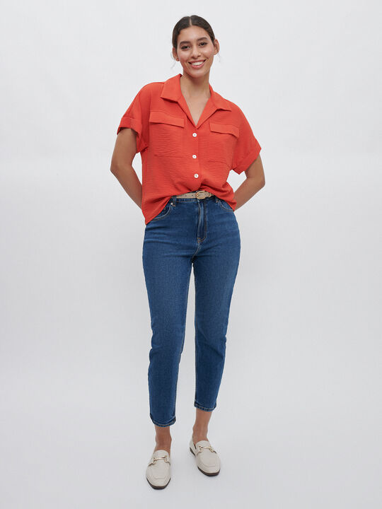 BLUSA MANGA CORTA naranja coral image number null