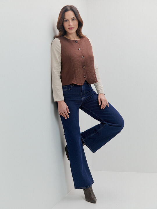 CHALECO BOTONES PEQUE&Ntilde;OS Marron Medio image number null