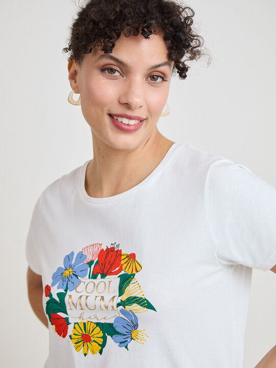CAMISETA FLORES BRILLANTES Blanco Optico image number null