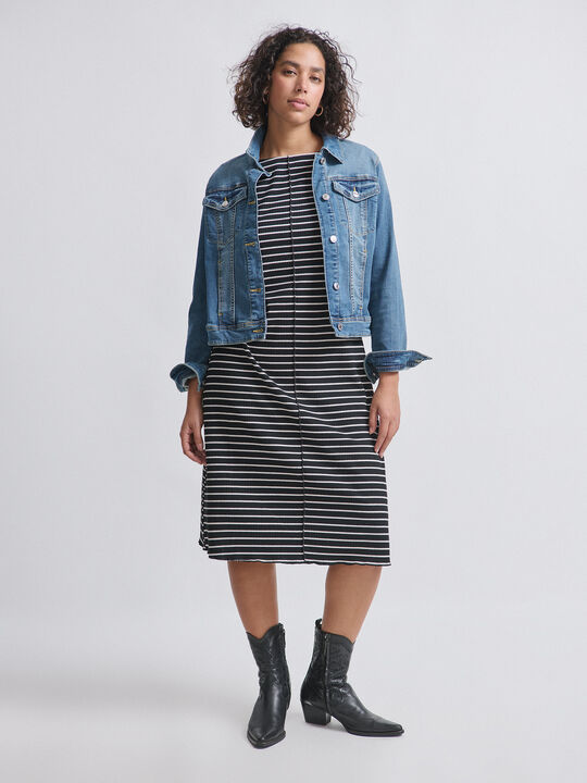 VESTIDO RAYAS Negro image number null
