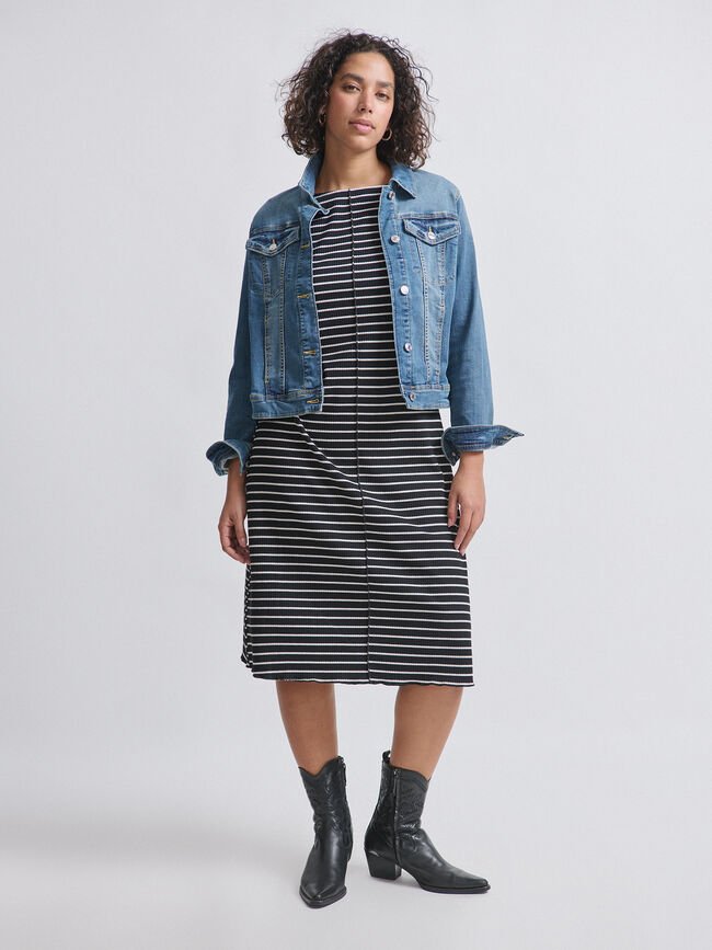 VESTIDO RAYAS Negro