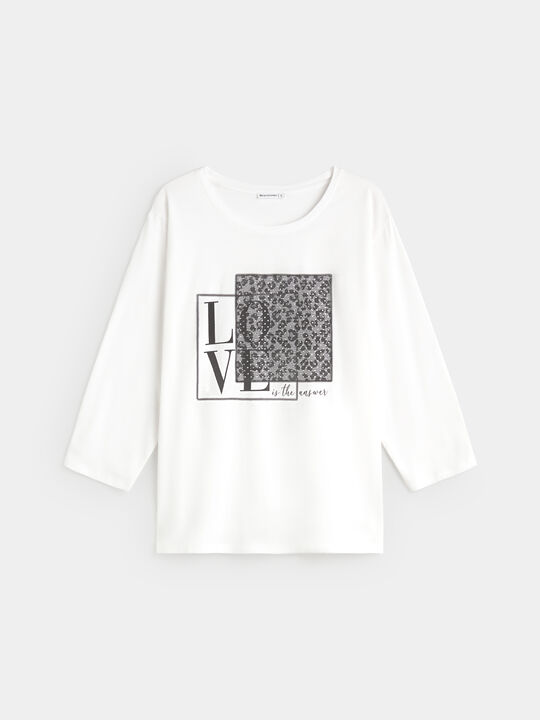 CAMISETA ENCAJE LEOPARDO Blanco Hueso image number null