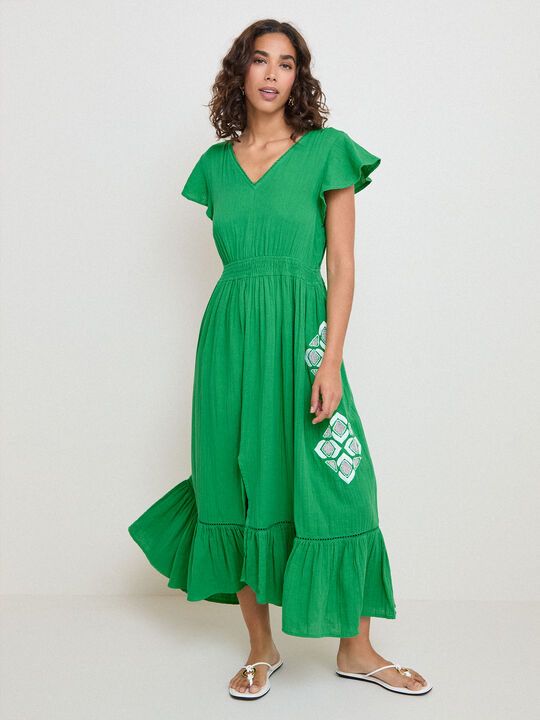 VESTIDO DETALLE ESPALDA Verde Amazona image number null