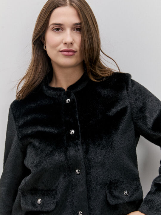 CHAQUETA CORTA PELO Negro image number null