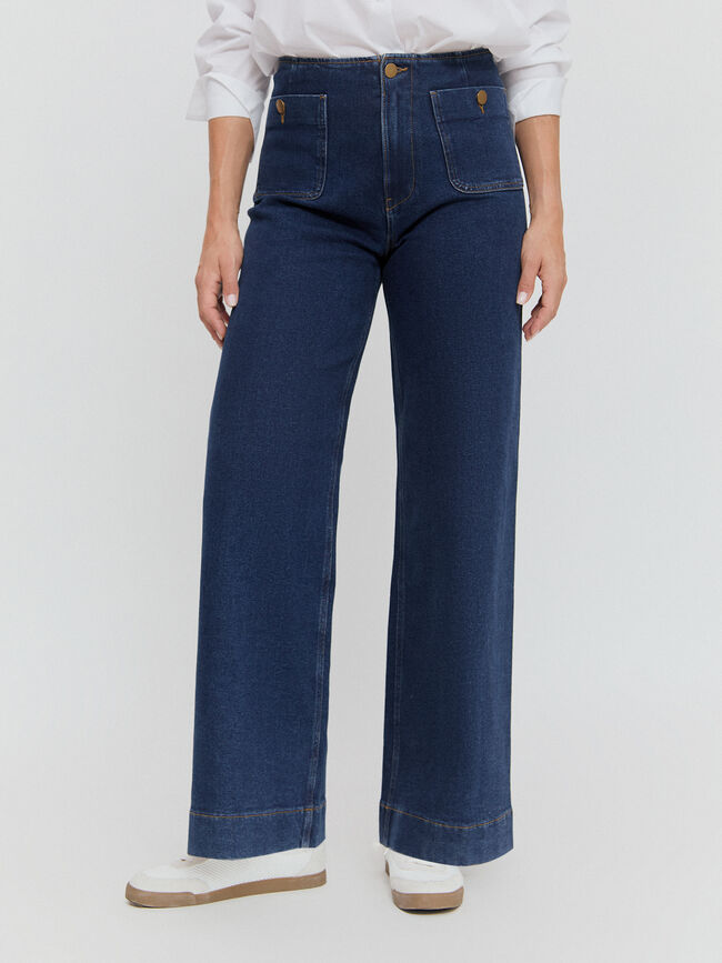 WIDE LEG BOLSILLOS Dark blue