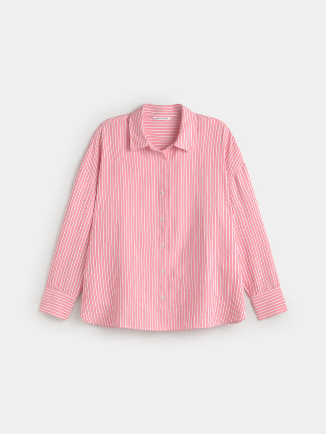 CAMISA RAYAS OVERSIZE Rosa Medio