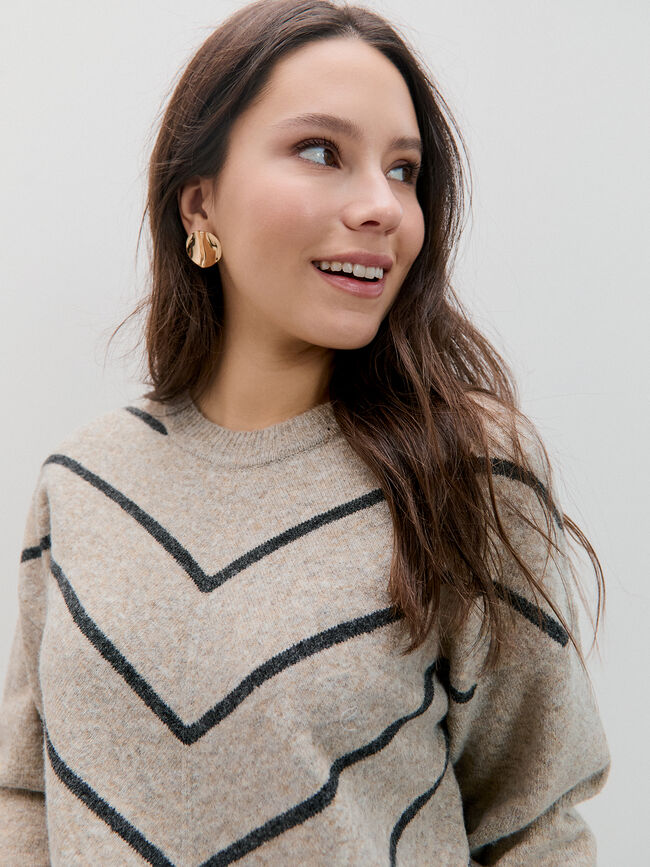 JERSEY CHEVRON Beige