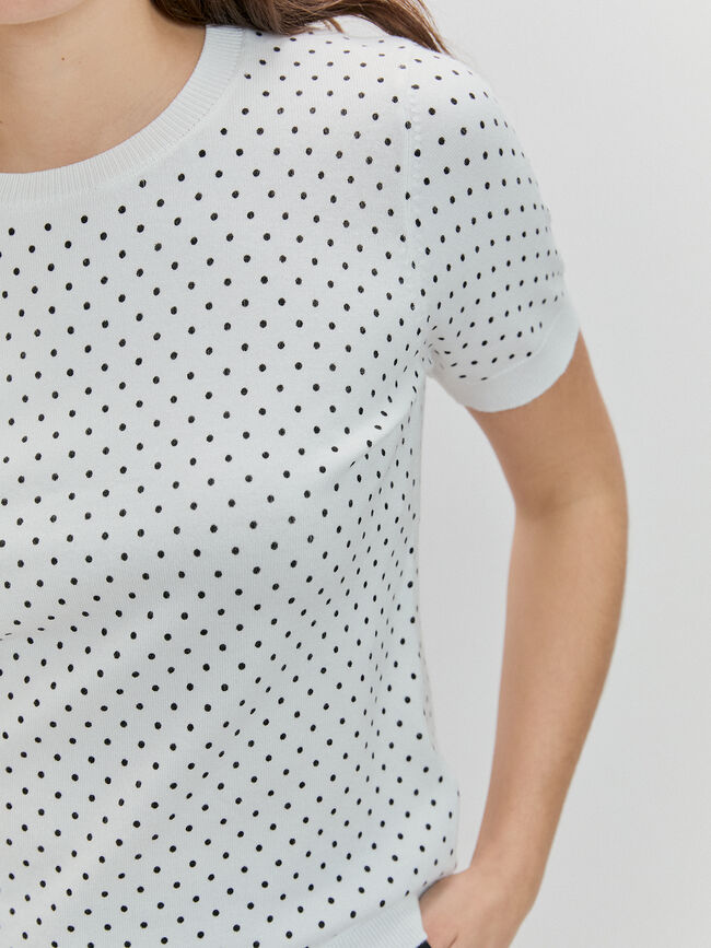 CAMISETA DETALLE TOPOS Blanco Optico